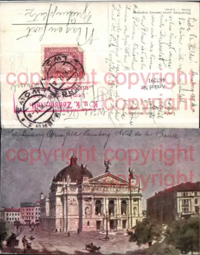 467291,Künstler AK Ukraine Lwow Lwiw Teatr miejski Theater Gebäude