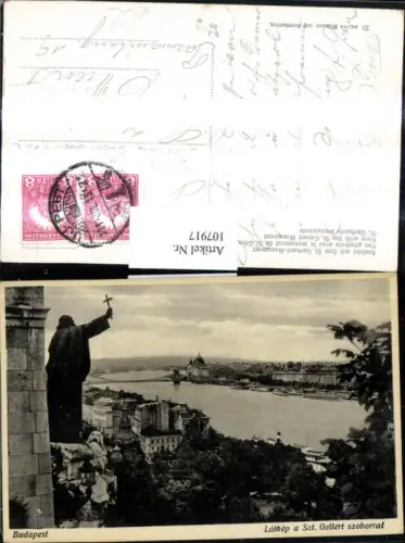 107917,Budapest Ansicht m. d. St Gerhard Monument Latkep a Szt. Gellert szoborral