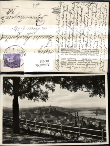 107933,Budapest Aussicht v. Gellertberg Kiosk Caffe Restaurant Gellerthegyi Kioszk