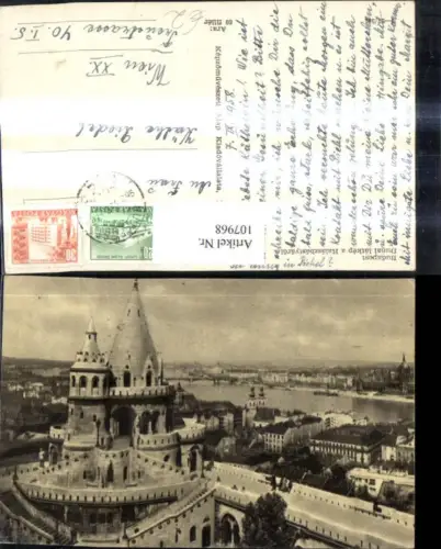 107968,Budapest Dunai latkep a Halaszbastyarol Aussicht v. d. Fischerbastei