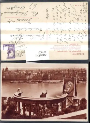 107973,Budapest Blick a. Pest v. St Gellert Denkmal