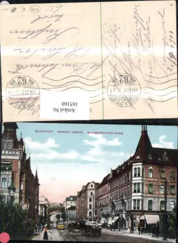 165160,Budapest Margarethen Ring Strassenbahn Kutsche Personen 1902