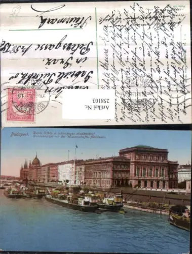 258103,Budapest Dunai latkep a tudomanyos akademiaval Wissenschafts-Akademie Boote
