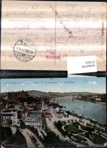 271813,Ungarn Budapest Totale Dunai latkep kiralyi varral Donauansicht m. Burg