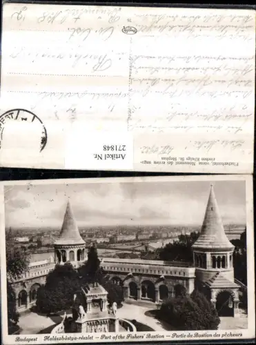 271848,Ungarn Budapest Halaszbastya reszlet Fischerbastei Blick zur Stadt