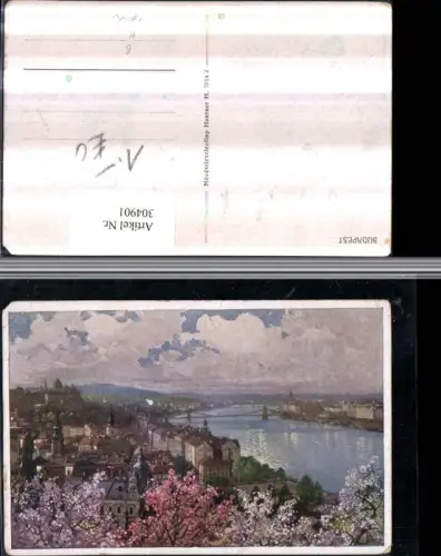 304901,Künstler AK Budapest Totale pub Hans Hausner 7014/2