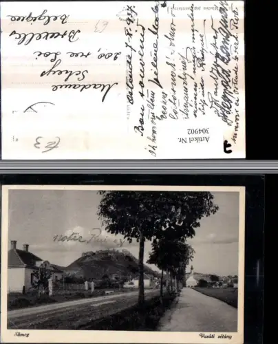 304902,Sümeg Schimeck Vasuti setany Straßenansicht m. Blick zur Ruine