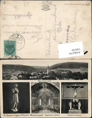 340180,Mariaremeteröl Mariaremete Totale Kirche Marienstatue Kruzifix Mehrbildkarte