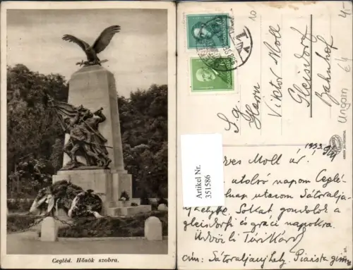 351586,Cegled Zieglet Hösök szobra Kriegerdenkmal
