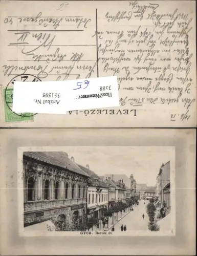 351595,Györ Raab Baross ut Straßenansicht Präge Passepartout