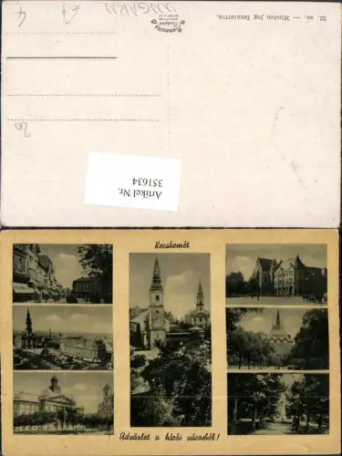 351634,Kecskemet Teilansicht Kirche Rathaus Mehrbildkarte