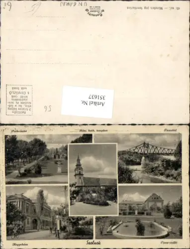 351637,Szolnok Parkreszlet Tiszahid Megyehaza Park Kirche Brücke Mehrbildkarte