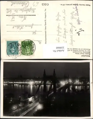 359960,Hungary Budapest Eszakai Dunai latkep Teilansicht Brücke b. Nacht