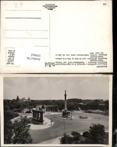 359965,Hungary Budapest Millenium emlekmü a varosligeti to es Vajda-Hunyad vara Säule