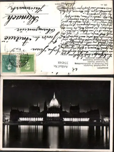 374548,Hungary Budapest A megvilagitott Orszaghaz Parlament Gebäude b. Nacht