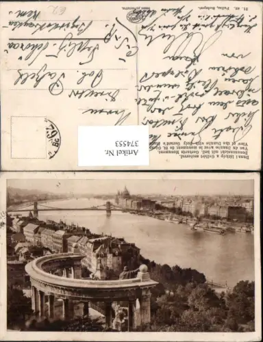 374553,Hungary Budapest Duna i latkep a Gellert szoborral Teilansicht m. Gerhards-Monument