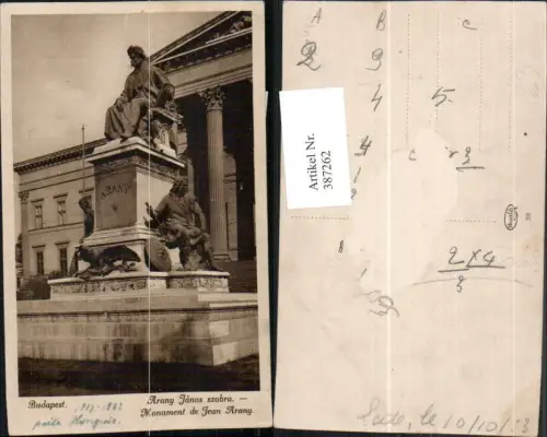 387262,Hungary Budapest Arany Janos szobra Jean Arany Monument Statue
