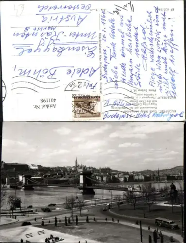 401198,Hungary Budapest Dunai latkep a Lanchiddal Teilansicht Kettenbrücke Brücke