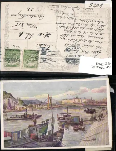 410943,Künstler AK Götzinger Hungary Budapest Brücke Burg Dampfer pub B.K.W.I. 280/20
