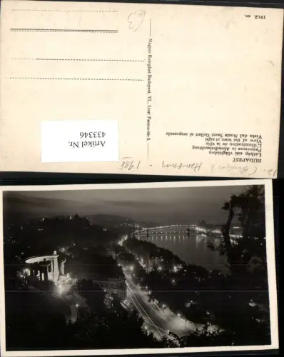 433346,Hungary Budapest Latkep esti vilagitasban Panorama in Abendbeleuchtung