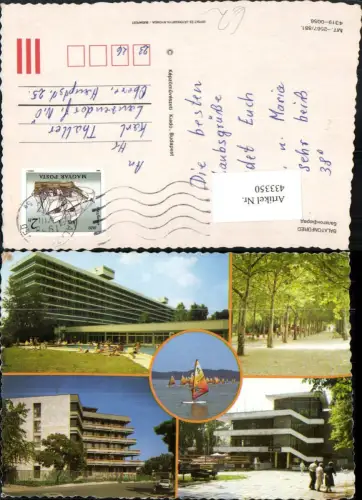 433350,Hungary Balatonfüred Hotel Plattensee Segelboote Mehrbildkarte