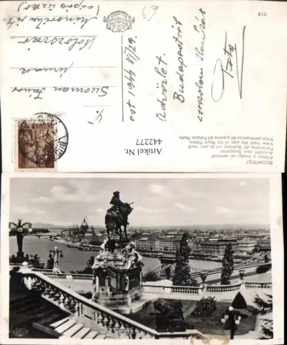 442277,Hungary Budapest Kilatas a kiralyi var kertjeböl Teilansicht Denkmal