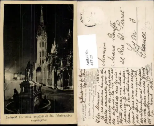 447121,Hungary Budapest Koronazo templom es Szt. Islvan-szobor megvilagitva Kirche