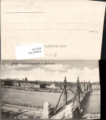 447127,Hungary Budapest Kilatas a Gellert-hegyrol Teilansicht Brücke