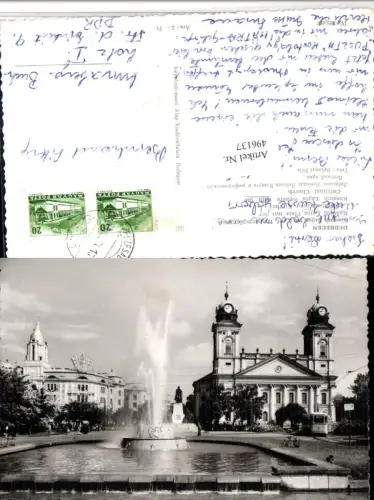 496137,Hungary Debrecen Kossuth Lajos Platz m. Kirche Brunnen