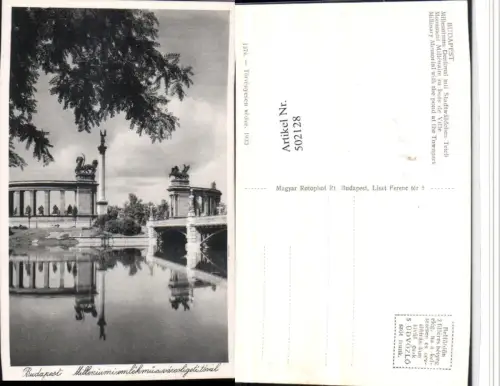 502128,Hungary Budapest Milleniums-Denkmal m. Stadtwäldchen Teich