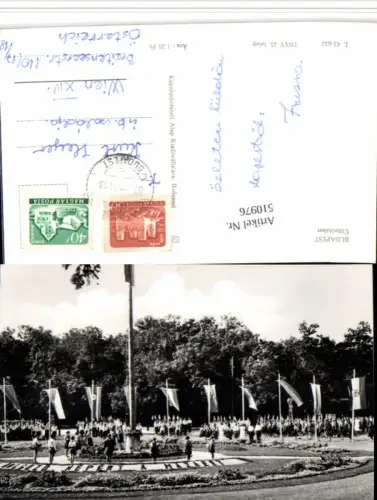 510976,Hungary Budapest Uttörötabor Parade Flaggen