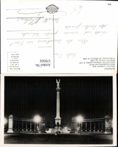 570502,Budapest Milleniumsdenkmal b. Nacht Milleniumi emlekmü ejjel Hungary