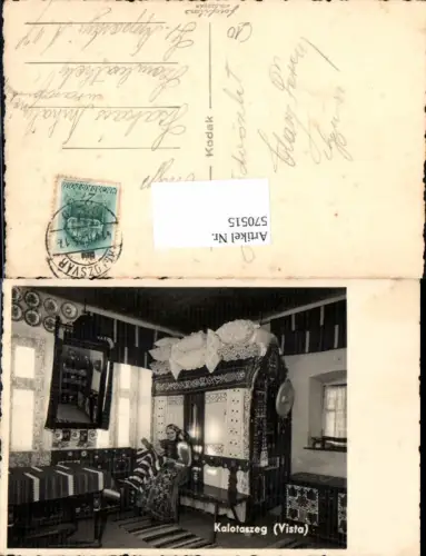 570515,Foto Ak Kalotaszeg Vista Frau Tracht Nähen Interieur Hungary