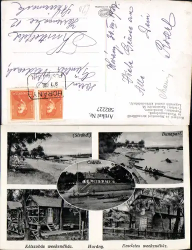 582227,Mehrbild Ak Szigetmonostor Horany Csarda Strand Dunapart Ketszobas weekendhaz Hungary