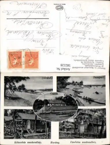 582228,Mehrbild Ak Szigetmonostor Horany Csarda Strand Dunapart Ketszobas weekendhaz Hungary