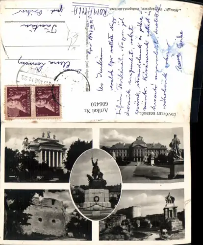 606410,Mehrbild Ak Eger Üdvözlet Egerböl Statue Ruine Hungary