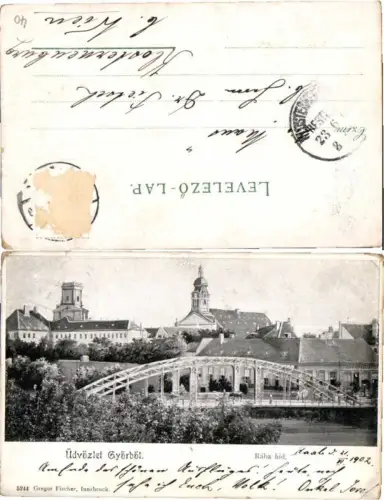 61066,Üdvözlet Györböl raba hid Brücke 1901