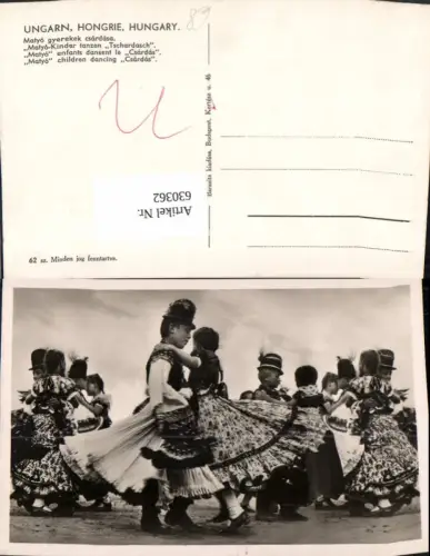 630362,Foto Ak Matyo gyerekek csardasa Tanzen Kinder Tracht Volkstypen Hungary
