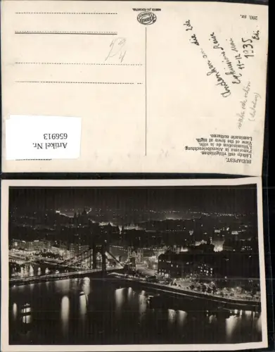 656913,Budapest Latkep esti vilagitasban Panorama b. Abendbeleuchtung Brücke Hungary