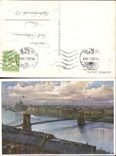 701305 Künstler AK Budapest Kettenbrücke Brücke pub Hausner