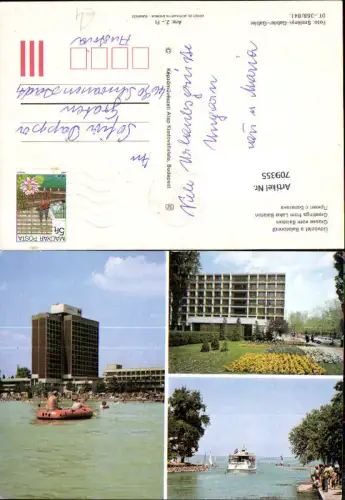 709355 Mehrbild AK Lake Balaton Plattensee Hungary Schlauchboot Schiff Hotel