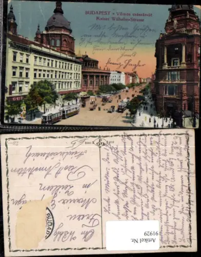 91929,Budapest Kaiser Wilhelmstraße Ansicht m. Strassenbahn