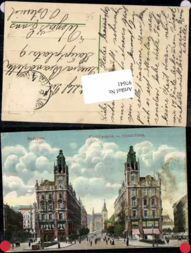 97641,Budapest Clotild Palais Hotel Strassenansicht 1914