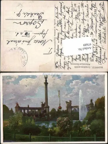 97689,Budapest Millenium Denkmal Künstlerkarte