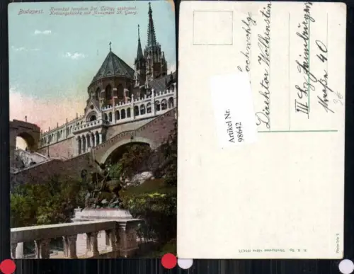 98642,Budapest Krönungskirche m. Monument St Georg