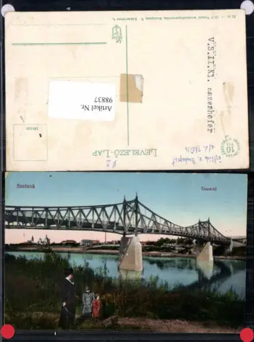98837,Szolnok Brücke m. Menschen 1915 Budapest