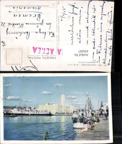 434387,Uruguay Montevideo Darsena Fluvial Edificio de la Aduana Hafen Dampfer Boote