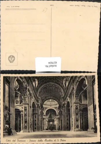 657024,Citta del Vaticano Interno della Basilica di S. Pietro Vatikan Roma Rom