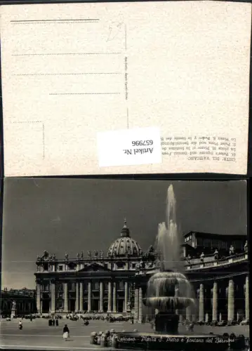 657996,Citta del Vaticano St Peters Square and Bernini Fountain Vatikan Italy