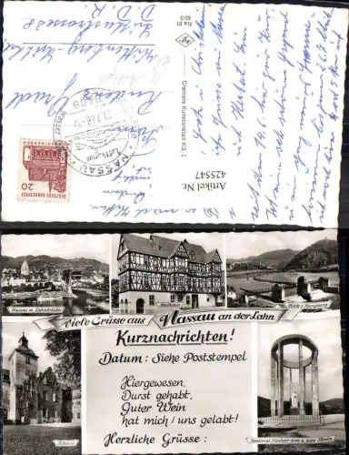 425547,Schreibfaulheit Schreibfaul Kurznachrichten Nassau a. d. Lahn Lahnbrücke Denkmal Schloss
